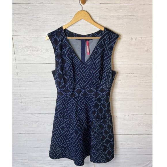 Plenty by Tracy Reese Dress Womens Size 8 Diamond Tribal Sleeveless Denim Funky - Picture 4 of 16